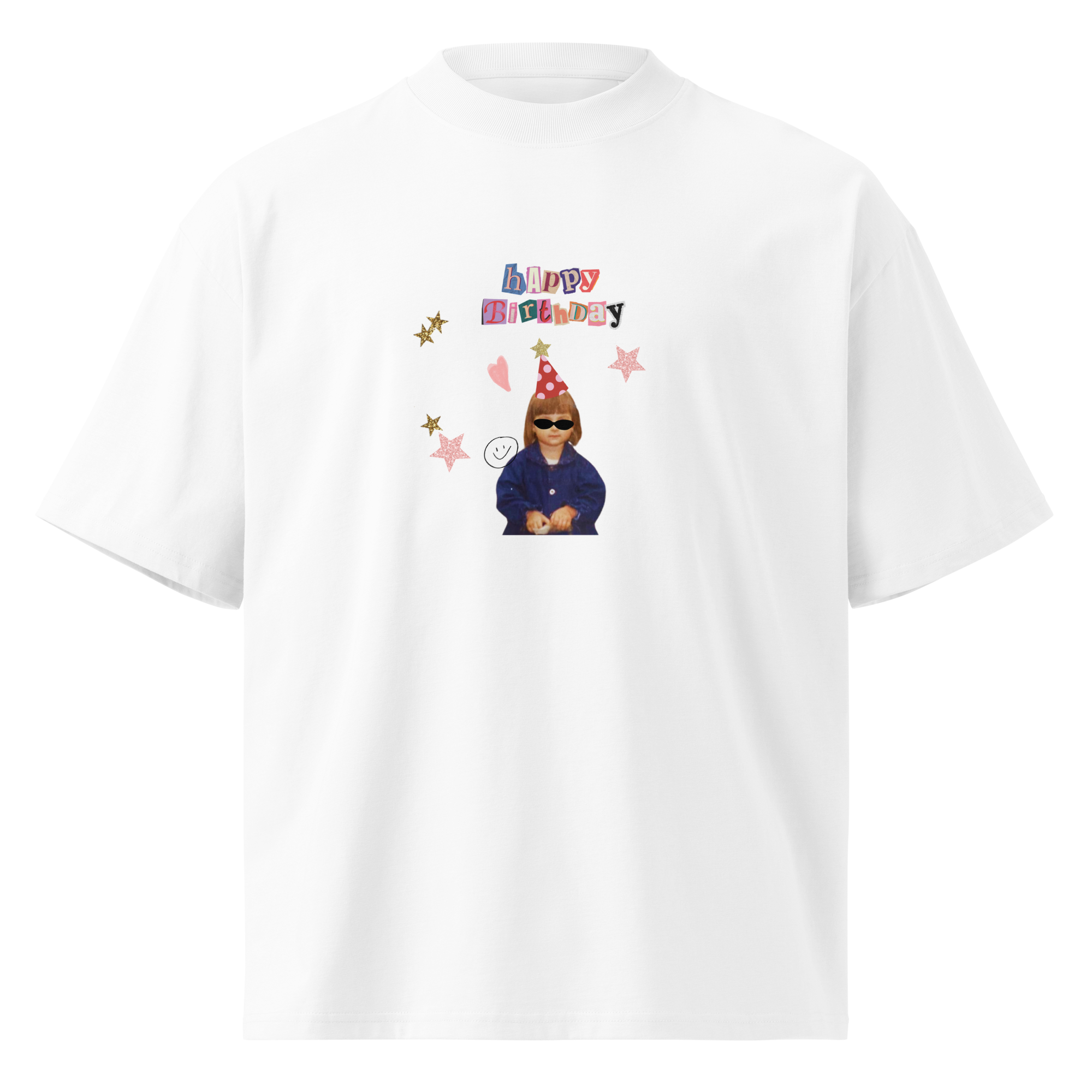 Unisex organic oversized high neck birthday t-shirt